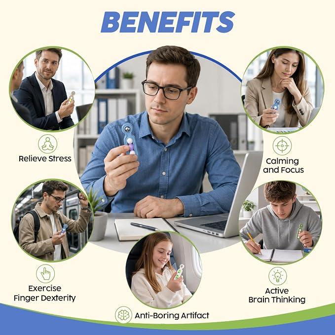 Fidget Toys Adults Stress Relief: 4 Pack Desk Fidget Clicker for ADHD Focus | Sensory Toys for Autism Kids Calming - ADHD Tools Desk Fidgets for Classroom - Cool Office Gadgets Gifts for Teen Women Men