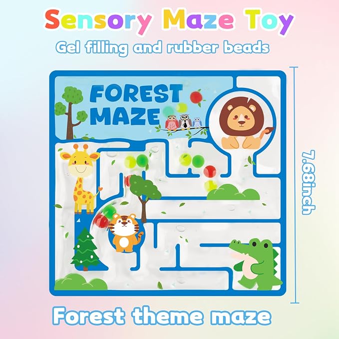 Sensory Squishy Maze Fidget Toys for Kids Christmas Stocking Stuffers | Gel Filled Autism Toys for Special Need, Quiet Fidgets Calming Toys for Preschool, Gifts Prizes for Classroom
