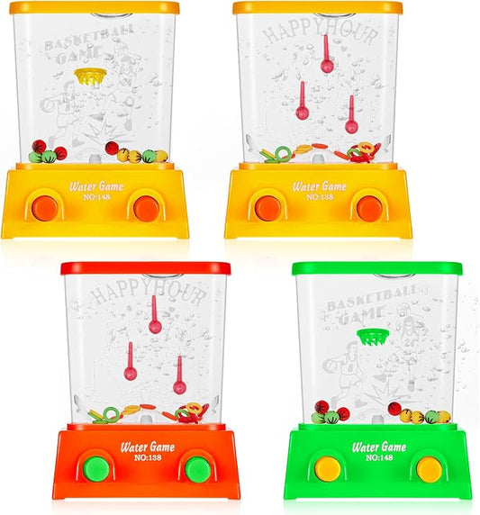 Gejoy 4 Pieces Water Games Handheld for Kid Small Retro Waterful Ring Toss Handheld Game Birthday Goodie Bags Stuffers School Classroom Prize Reward Pastime Car Toy Fidget for Boy Girl(Chic Style)