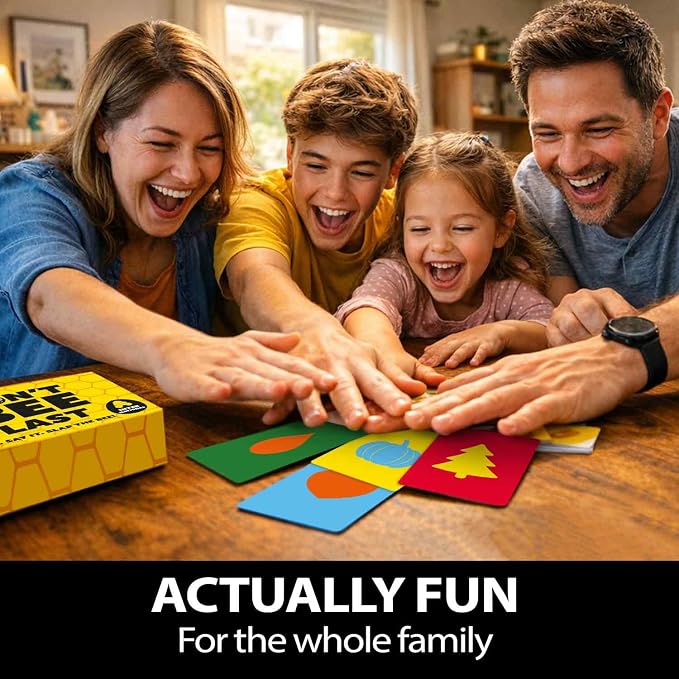 Family Board Games for Kids and Adults - Card Games for Kids 8-12, Families | Don’t Bee Last Card Game for Teens, Kids Ages 7-10 - Adults Party Game – Global Language-Free Edition – Colors and Shapes