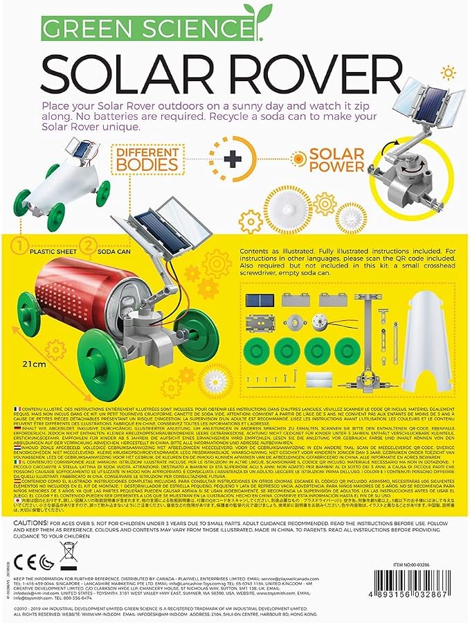 4M Green Science Solar Rover, DIY STEAM Powered Kids Science Kit, Boys & Girls Ages 5+