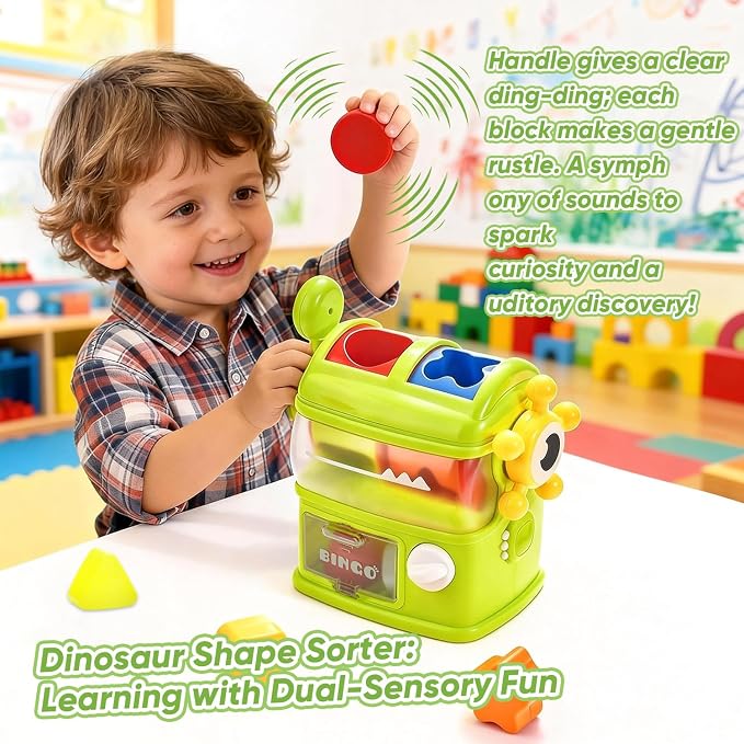 Shape Sorter Toys for Kids 1 2 3 Years Old, Sensory Learning Montessori Toy | Green, Interactive, Color Matching & Sorting, Learning STEM Toy for Boys Girls Birthday Gift