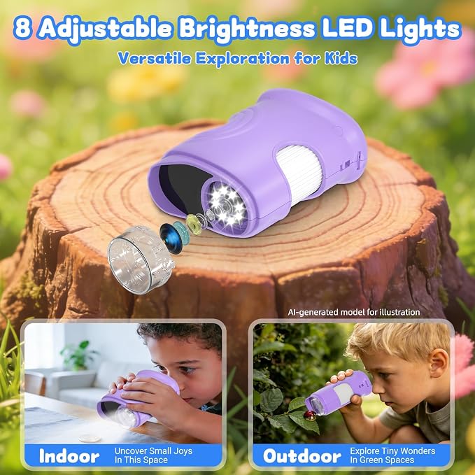 1000X Handheld Microscope for Kids: Pocket Digital Microscope with 1080P&2.0''IPS Screen&Photo/Video - Portable Edu Science Kits for Girls Boys - STEM Toys Birthday Gifts Ages 3-6 6-12(Purple)