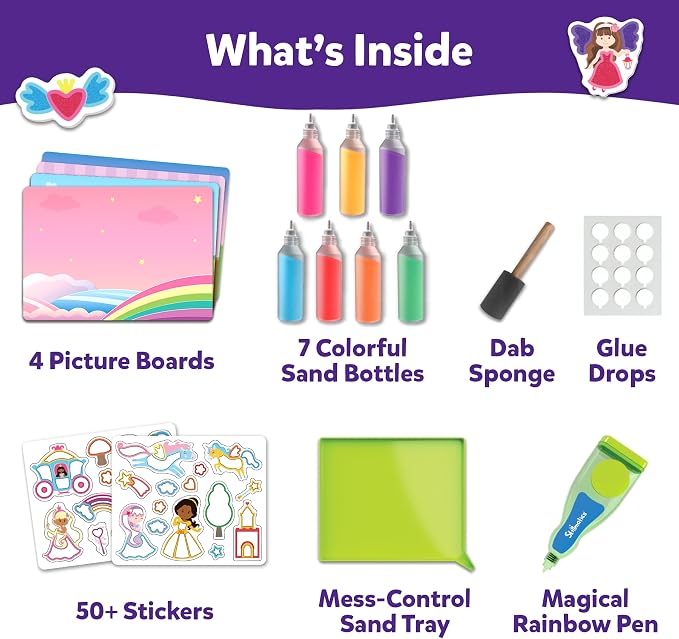 Skillmatics Sand Art – Unicorn & Princess, Preschool Craft & Activity Kit | Sensory Play, 50+ Colorful Stickers, Hands-On DIY Activity for Kids, Gifts for Girls & Boys, Ages 4, 5, 6, 7, 8, 9, 10