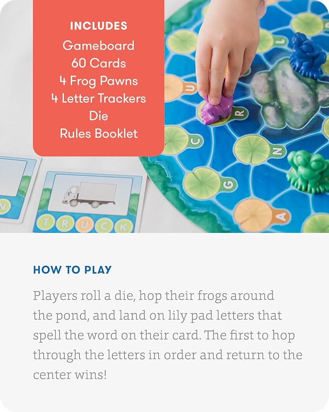 Lily Pond - Educational Game to Practice Early Reading and Spelling - an Engaging and Fun Toddler Game - 2 to 4 Players, Ages 4 & Up