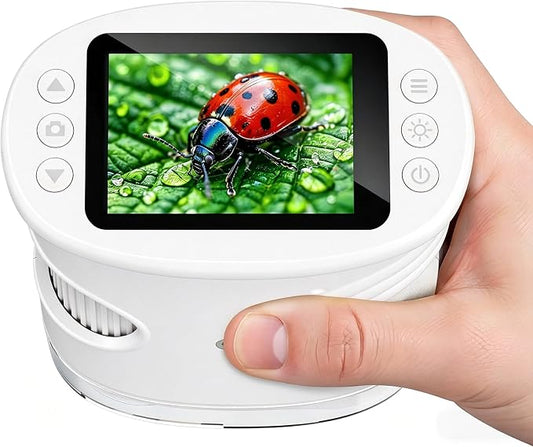 1000X Handheld Microscope, Wonder Quest Kids Digital Magnifying Glass, 4K 2.0" Screen, Portable Mini Pocket Microscope for Home School Lab, 2MP Camera, USB Export (White)
