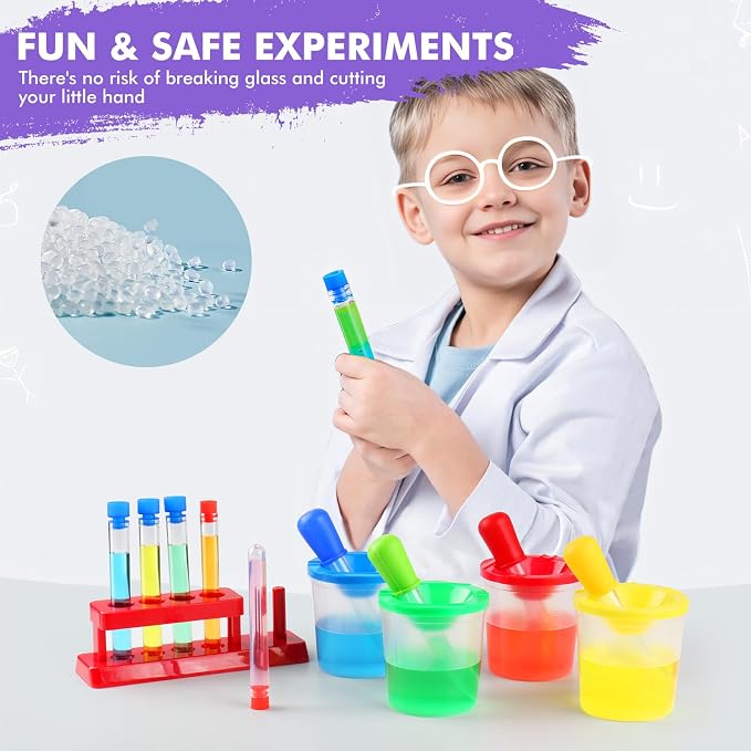 Color Science Test Tubes Droppers for Kids Liquids Pipettes Dropper | Droppers for Liquids Pipettes for Kids Plastic Pipettes Test Tubes with Caps Science Kits Science Experiments for Kids 4-6