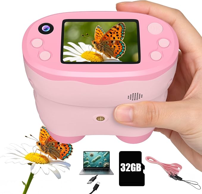 1000X Microscope for Kids, 2.0" Screen STEM Toys with 32GB Card | 1000X Magnification, 2.0" screen, Rechargeable 3-in-1 Kids Microscope with 32GB Card, Portable STEM Educational Science Toy