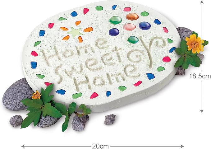 4M Make Your Garden: Stepping Stone - DIY Ceramic Yard Decor Art & Craft | Create a 7.5-inch sparkling garden stone with beads, glitter, and stones. Perfect creative keepsake for kids ages 8 and up