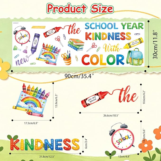 LHIUEM Inspirational Quote Wall Sticker Color Crayon Schoolbag Wall Decal | Positive Self-Affirmations Window Cling Colorful Mental Health Therapy Decoration Bulletin Board Vinyl Sticker for Classroom