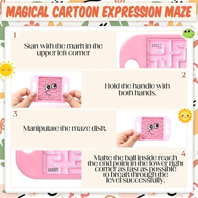 JellyArch 36 Pcs Mini Maze Puzzle Bulk for Kids Maze Cubes, Emotion | Small Educational Handheld Puzzle Brain Teaser Back to School Classroom Exchange Gifts for Students Adults