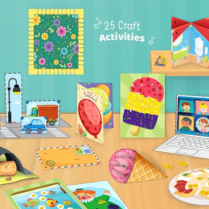 Imagimake My First Craft Kit, 25 Mess-Free Activities for Toddlers | Scissor Skills, Beginner's Folding Board, Hands-On Paper Crafts, Birthday Gift for Boys & Girls Ages 3,4,5,6 Years Old