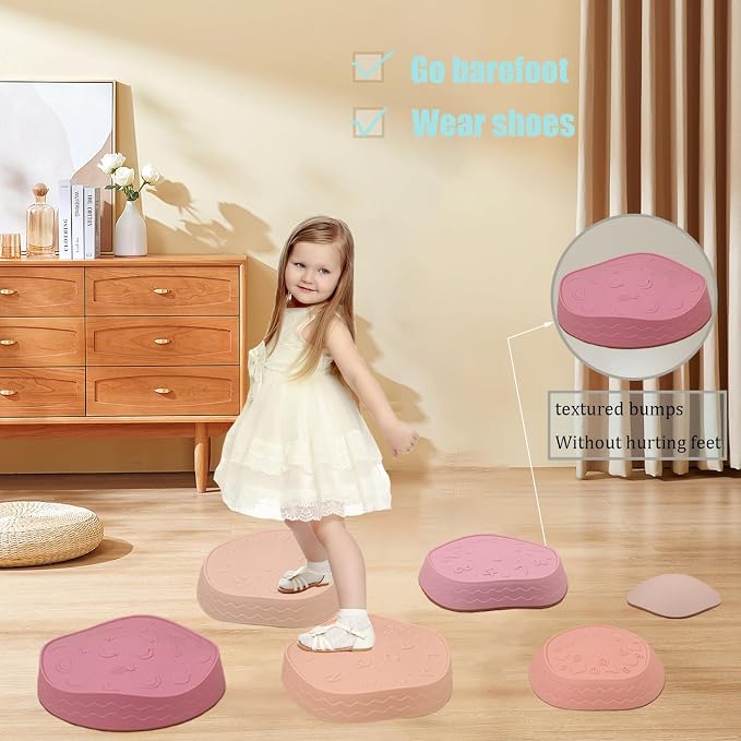 Fanboxk Stepping Stones for Kids,Non-Slip Toddler Sensory Toy | Sensory Balance Stepping Stones for Promoting Toddler Balance Coordination Skills,Up to 220 LBS for Indoors or Outdoors Play