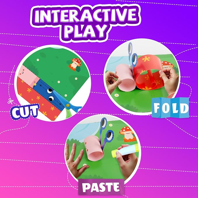 Toddler Scissor Skills Activity Book, Fun Art and Crafts for Kids 4-6 | Fine Motor Skill Toys Christmas Birthday Gifts for Kids Ages 3, 4, 5, 6, 7, Preschool Learning Activity Cutting Art Supplies