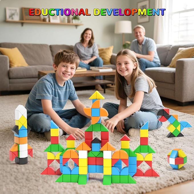 Hiwawind 84pcs Magnetic Blocks,Toys for 3 Year Old Boys & Girls, Sensory Toys for Kids with Autism, STEM Preschool Montessori Toys for Toddlers 3-5, Christmas Toys Birthday Gifts for Grandkids