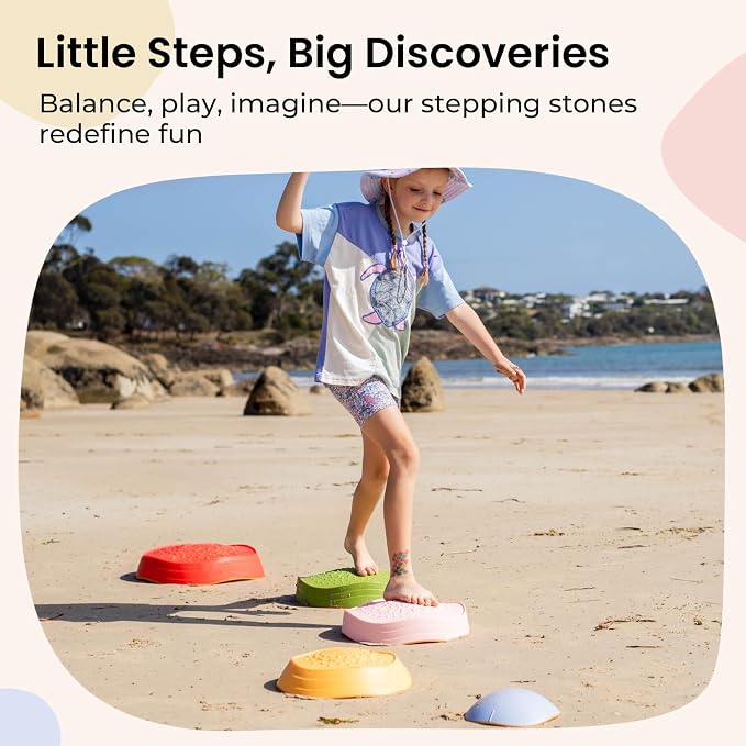 Tiny Land Stepping Stones for Kids, 5pcs Non-Slip Balance Toddler Toys | Sensory Stepping Stones for Toddlers 3-5 to Promote Balance, Coordination, and Active Play Skills Indoors or Outdoors