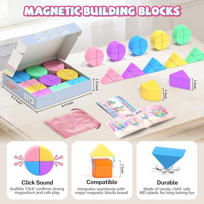 40Pcs Magnetic Blocks,Montessori STEM Toys, Ideal Gifts for Kids Ages 3+