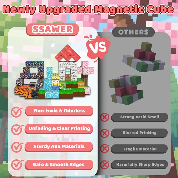 Magnetic Blocks, 300PCS Toys Building Cube Birthday Gifts for Kids | Magnetic Cubes, 0.8 inches Building Blocks, STEM Construction Toys Christmas Birthday Gifts for Kids Boys Girls