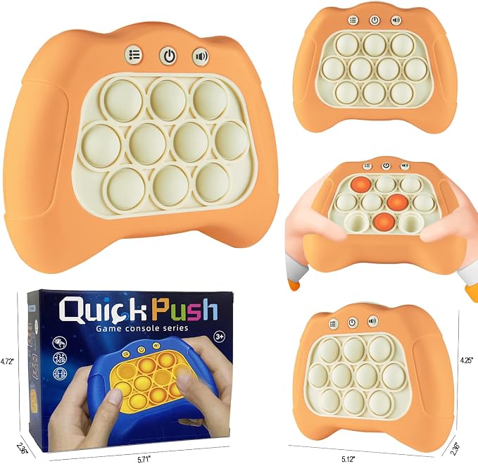Intoypad Pop The Target! Handheld Speed Push Fidget Game Machine Orange | A Fun Multiplayer Game Sensory Fidget ADHD Autism Toys Birthday Gifts for 6 7 8 9 10 11 12 Years Old Kids Road Trip Car Games