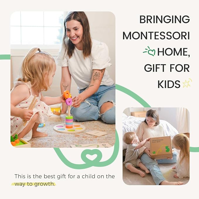 Tiny Land Montessori Baby Toy Set 13-15 Months 7 in 1 Explorer Play Kit | Baby drum, carrot harvesting, coin boxes, stacking plate, color matching, size puzzle, color board book, fine motor play gift