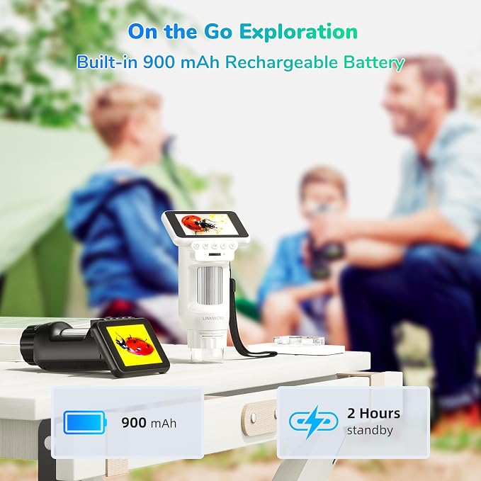 LM013 Digital Microscope with 2.8" Screen for Kids Adults, Anti-Shake Portable USB Coin Magnifier 120X with 8 LED Lights, 1080P Video, Prepared Slides, PC View