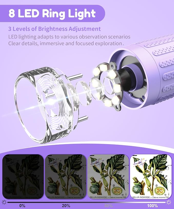 USCAMEL Digital Microscope for Kids 5-7: 1000x Kids Handheld Microscope with Screen 2" inch Pocket miniscope with Slides Kit - for Children Toddler Student Nature Explorers Educational Toy, Purple