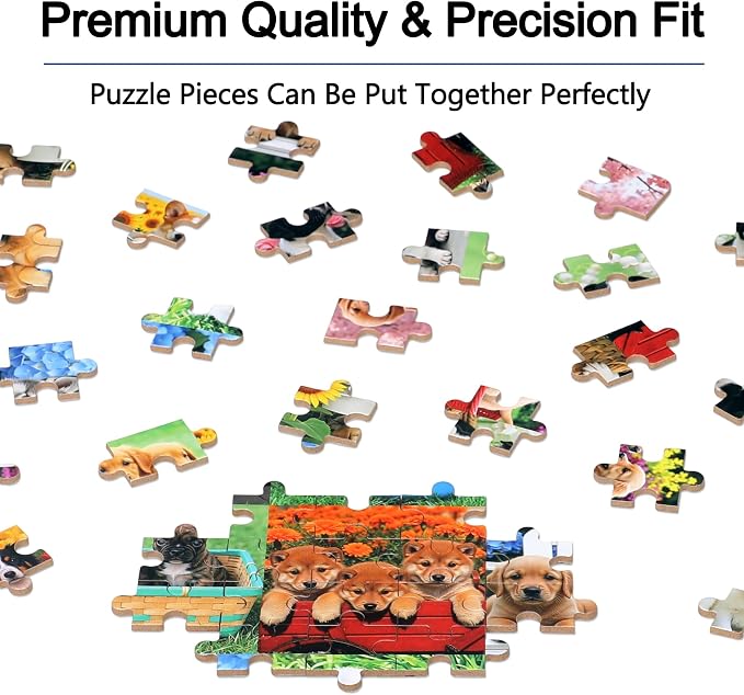 LELEMON Puzzles for Kids Ages 4-6,Cute Dogs 100 Piece Puzzles for Kids Ages 6-8 in a Metal Box,Educational Jigsaw Puzzles,Childrens 100 Piece Puzzle Games Puzzle Toys for Girls and Boys