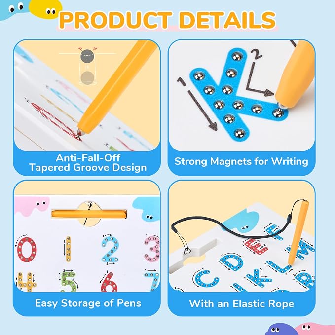 JoyCat Magnetic Letter and Number Tracing Board Set, ABC and Numbers 1-20 | Double-sided boards help toddlers practice uppercase/lowercase ABCs, numbers and math; preschool educational gift for kids.