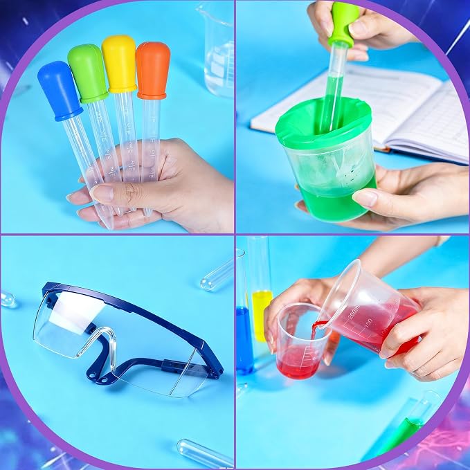 Bbiamsleep 37PCS Science Kits for Kids, Beakers and Test Tubes Experiments | Color Science Experiment Educational Toys Christmas Gift, Plastic Beakers Test Tubes Pipettes Droppers for Kids Ages 3+