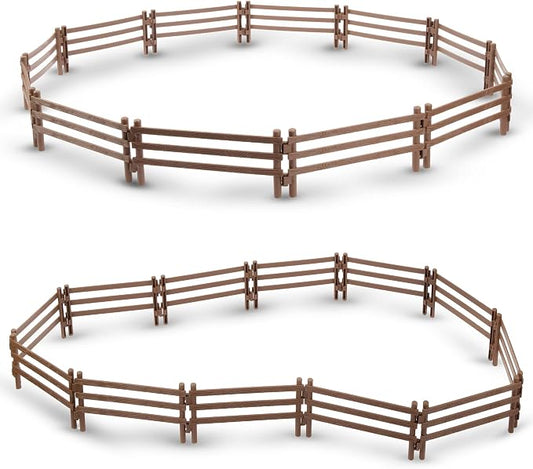 TOYMANY 24PCS Plastic Fence Toys Horse Corral Fencing Accessories Playset | for Farm Barn Paddock Horse Stable or Farm Animals Horses Figurines, Educational Gift Cake Toppers for Kids Toddler