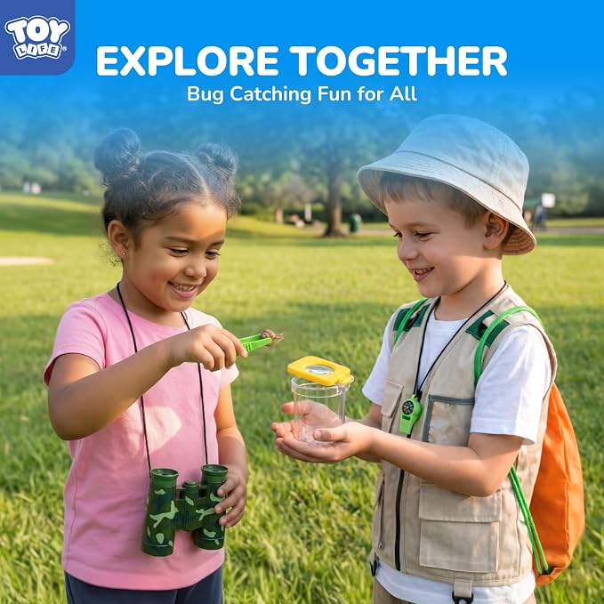 TOY Life Kids Explorer Bug Catcher Kit with Safari Costume, Binoculars Kids Outdoor Toys, Bug Toys, Butterfly Net, Camping Set Outdoor Activities Adventure Kit Nature Exploration Gifts Kid Ages 3-12