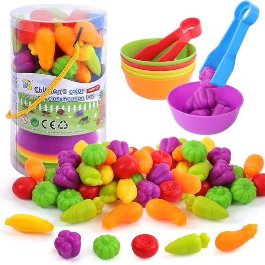 TSYAN Montessori Vegetable Color Sorting & Counting Sensory Toys