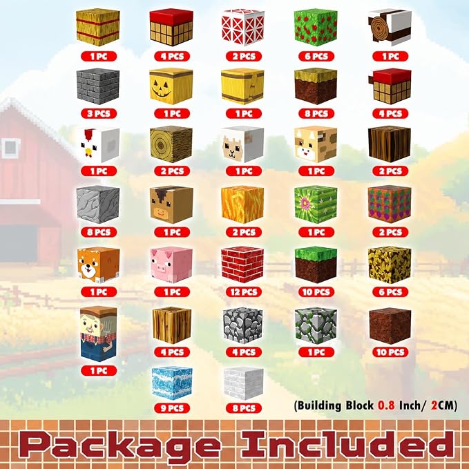 GraceDuck 120 PCS Magnetic Blocks - Magnetic Building Blocks, Magnetic Farm Animal Homes Stacking Magnets for Kids, STEM Montessori Sensory Toys for Kids 3+ Boys and Girls Christmas Birthday Gifts