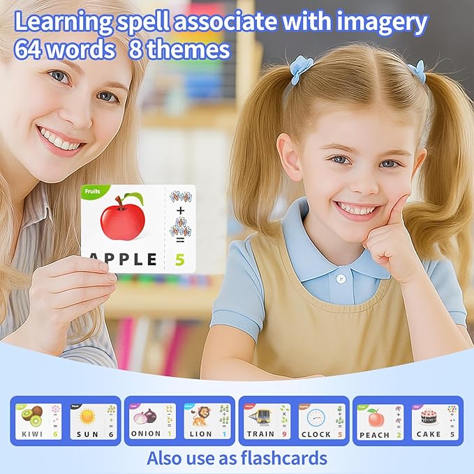 DEGIDEGI Educational Toys for Kids Ages 3-8, Matching Letter Spelling Math Counting Game,Learning Game for Preschool& Kindergarten Kids, Birthday Gifts for 3 4 5 6 7 Year Olds Boys&Girls Navy Blue
