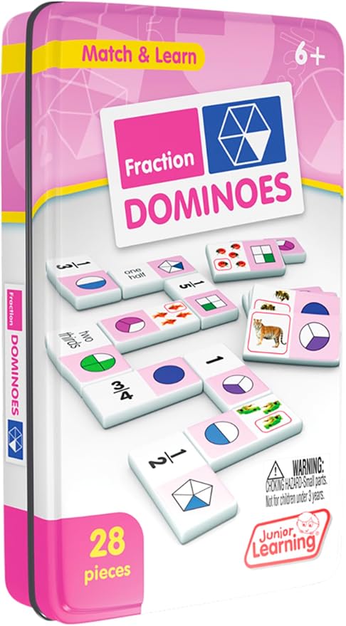 Junior Learning JL485 Fraction Dominoes, Multi 7.8 H x 4.7 L x 1.5 W