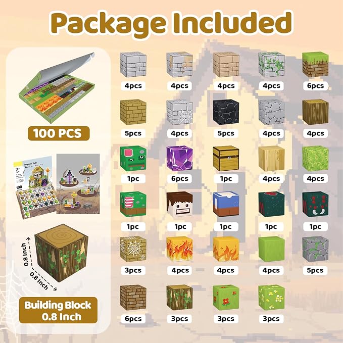 Magnetic Blocks, 100PCS Toys Building Cube Birthday Gifts for Kids | Magnetic Cubes, 0.8 inches Building Blocks, STEM Construction Toys Christmas Birthday Gifts for Kids Boys Girls