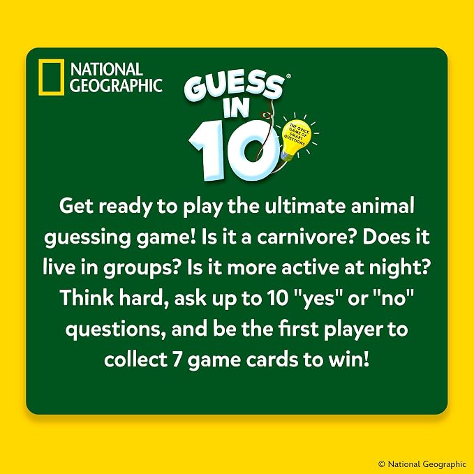 Skillmatics Guess in 10 Game – National Geographic Animals, Gift for Kids | Educational Cards, Family Trivia Game, Travel Toy & STEM Board Game, Screen-Free Fun, Boys & Girls Ages 6, 7, 8, 9 and Up