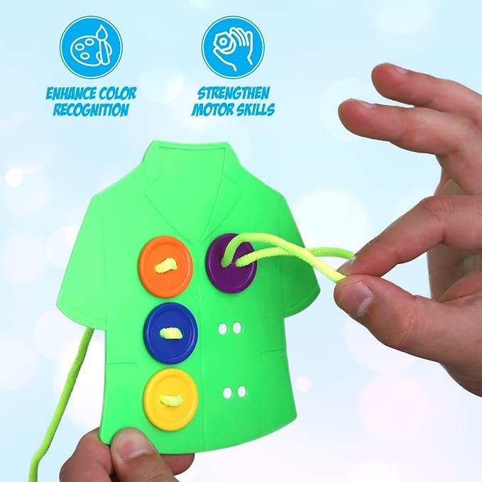Lacing Cards Sequence Game - Threading. Sewing, Button Lace Occupational Therapy Toy, Boys & Girls Fine Motor Toys, Educational Preschool Games for Kids Ages 4+