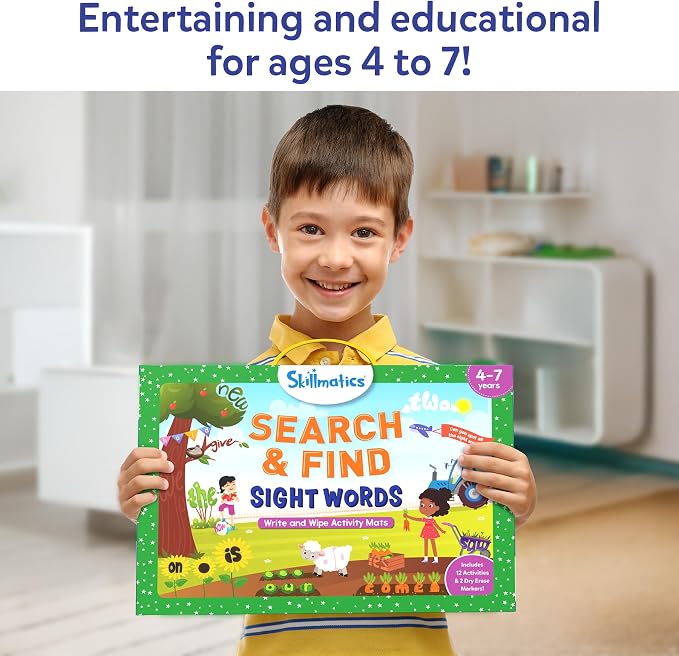 Skillmatics Search and Find – Sight Words, Reusable Activity Mats | Educational Learning Activities, Repeatable & Builds Vocabulary, Screen-Free, Gifts for Kids Ages 4, 5, 6, 7