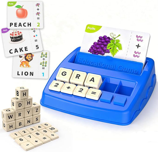 Educational Toys Learning Games for Kids 3-8, Matching Letter Spelling Early Math Game for Preschool& Kindergarten Kids Boys and Girls ，Christmas Birthday Gift for 4 5 6 7 Boys Girls（Navy Blue）