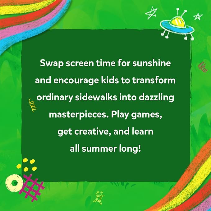 Skillmatics Sidewalk Chalk – Summer Activity, Washable Creative Outdoor Fun | 18 Washable Chalk Sticks, 15 Activities & Games for Kids, Gifts for Boys & Girls Ages 3, 4, 5, 6, 7, 8, 9, 10