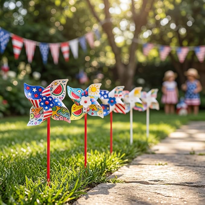 60pcs Summer Activities for Kids – DIY Paper Pinwheels Crafts, Blanks White Windmill Kits Bulk for 4th of July, Classroom Party, Back to School, Easter, Spring Art Projects