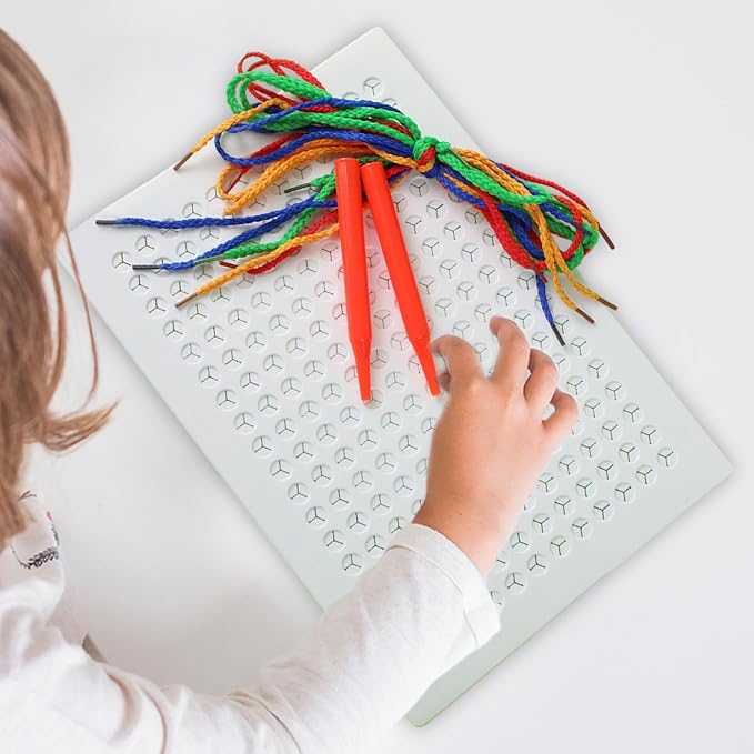 Threading Sensory Stitching Board for Kids Lacing Toy Fine Motor Skill | Weaving String Art Kit Colored Ropes Early Education Thread Needle Embroidery Toy Calming Corner Birthday Christmas Holiday