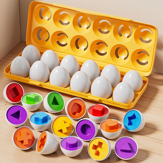 JUKUDAHU Matched Eggs Toys for 18M+ Year Old - Shape Color Sorting Games | Kids Easter Eggs, Sensory Toys, Preschool Educational Toy, Gifts for Boys and Girls 2+