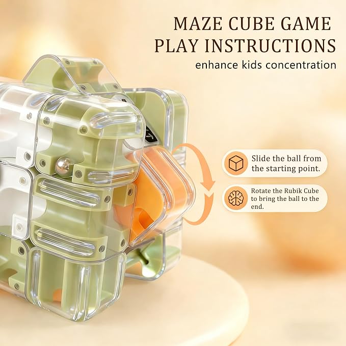2 Pack 3D Rolling Ball Maze Cube Puzzle,Maze Cube for Kids Labyrinth 3D Puzzle Maze Cube Ball Twist Roll Brain Teaser Toys,Cultivate Logical Thinking for Logical Thinking for Family Game Birthday Gift
