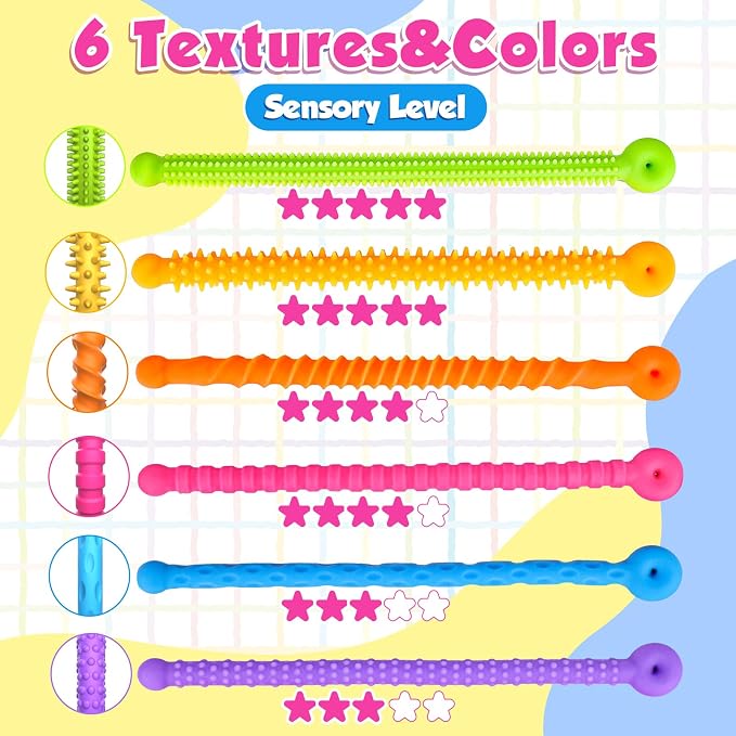 Sensory Toys Fidget Stretchy Strings: Fidget Toys Bracelet for Kids Calming - Adjustable Sensory Bracelet for Autism - Quiet Prizes Box Toys for Classroom 12 Pack