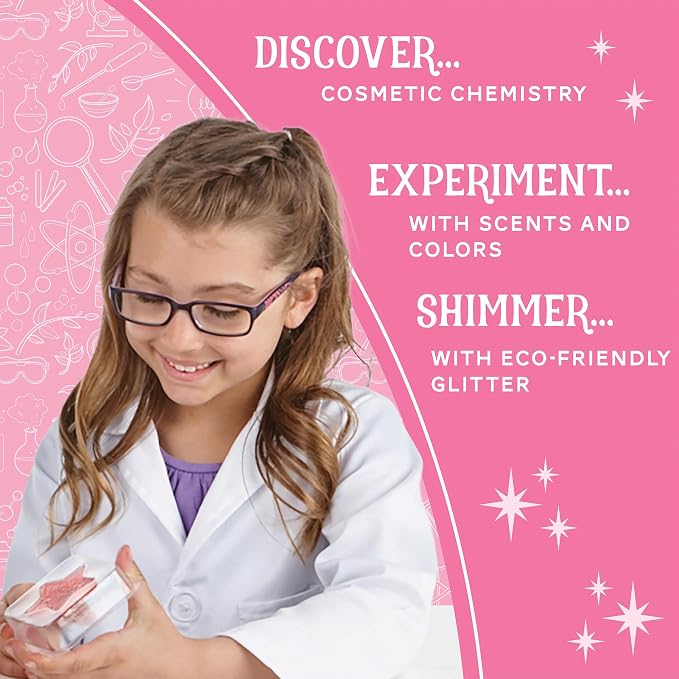MindWare Science Academy Deluxe Shimmer Lab – Kit Includes 40pcs to Teach Kids & Teens Cosmetic Chemistry - Boys & Girls Make DIY Bath Bombs, Lip Balm & Soaps with eco-Friendly Biodegradable Glitter