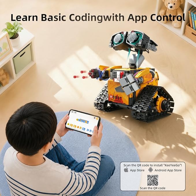5in1 STEM Robot Building Kit, Remote & App Control, 600+ Pieces, Creative Coding Toy Gift for Kids Boys Girls Age 6-13
