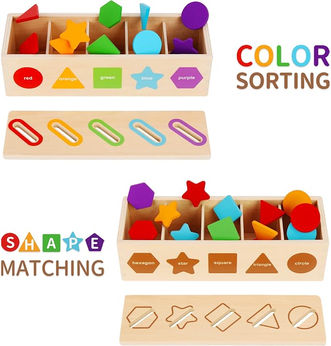 Montessori Toys for 1 2 3 Year Old, Color Sorting & Stacking Matching Toys | Learning Sorting Toys for Toddlers 1-3 Year Olds | Educational Toy Gift for 2 Year Old Boy Girl | 1st First Birthday Gifts