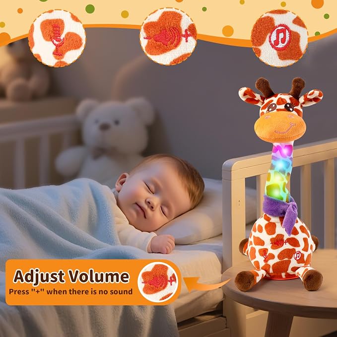 Dancing Talking Giraffe Toy for Baby Toddler, Dancing Giraffe Toy Singing Mimicking Recording Repeating What You Say with LED English Sing for Boys Girls Gift, 15 Second Recorde(Adjustable Volume) | Mimicking Repeating What You Say, LED Flashing Plush ...